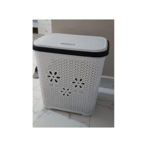 Durable Plastic Laundry Basket with Lid – Stylish & Spacious