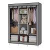 Nice One GY-28 - 3 Column Portable Fabric Cloth Wardrobe – 8 Shelves & Hanging Section - Gray Cover